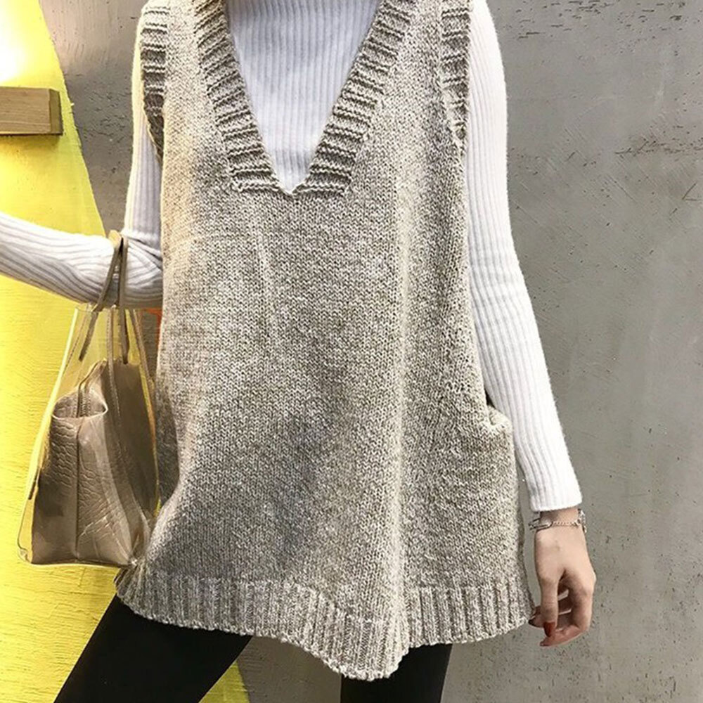 Womens Ladies Cable Knit Sleeveless Vest Knitted Jumper Tank Top Winter