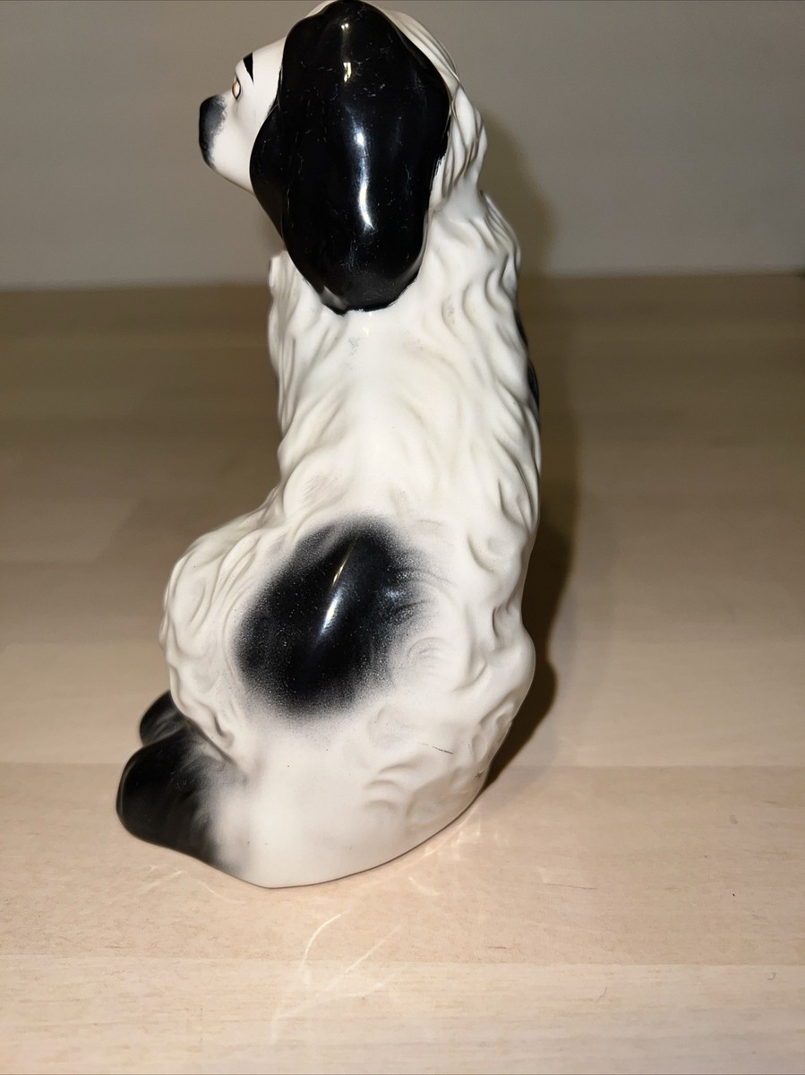BESWICK ENGLAND 1378 6 BLACK & WHITE SPANIEL STAFFORDSHIRE
