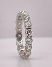 Platinum 2.20ctw Natural Round Cut Diamond Eternity Band Ring SZ6