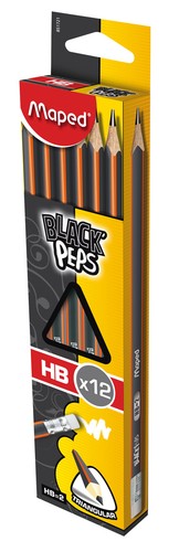 Maped Black Peps Bleistifte mit Radierer Gummi verpackt - HB, 2H, 2B - Bild 4 von 10
