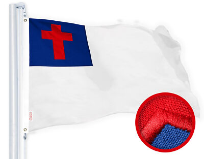 G128 Christian Flag 2.5x4 Ft Spun Polyester Religious Flag, Embroidered Design