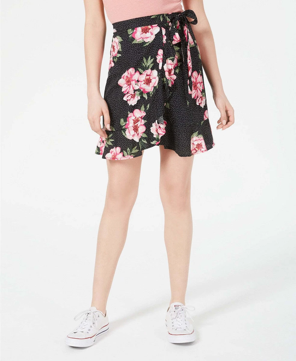 Planet Gold Juniors Printed Wrap Skirt Medium