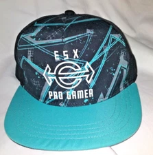 ESX Youth Adjustable Blue Teal Pro Gamer Snap Back Baseball Cap Hat 