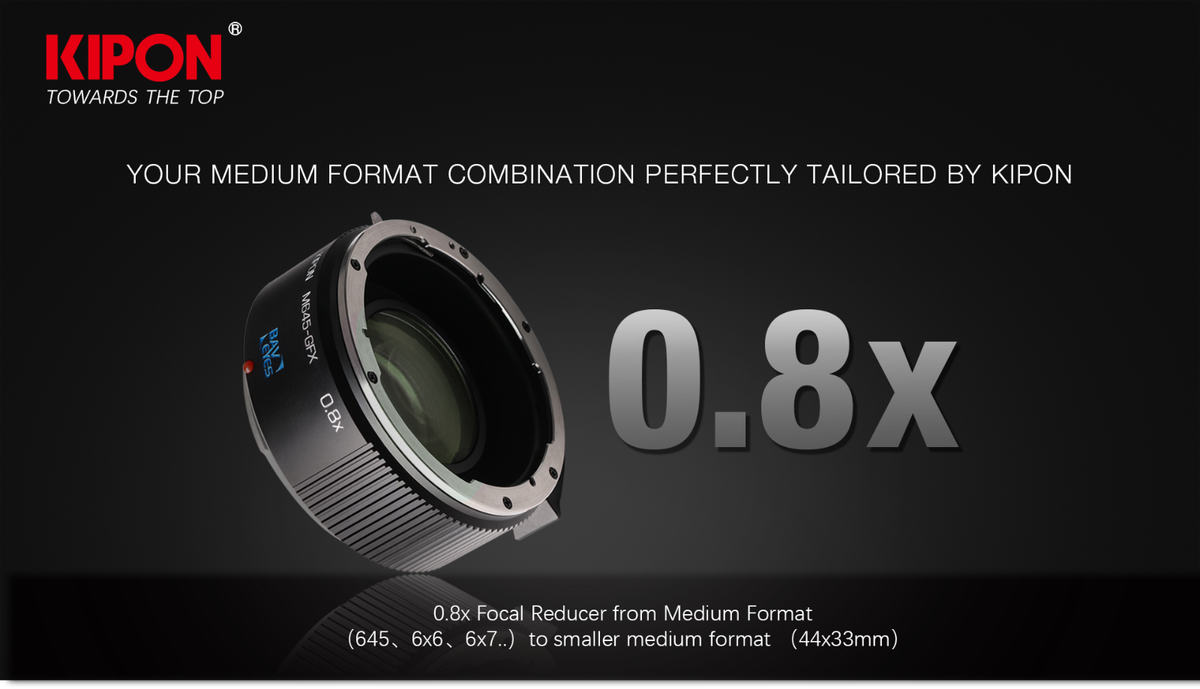 KIPON Optic Adapter Focal Reducer for Mamiya 645 Lens to Fuji