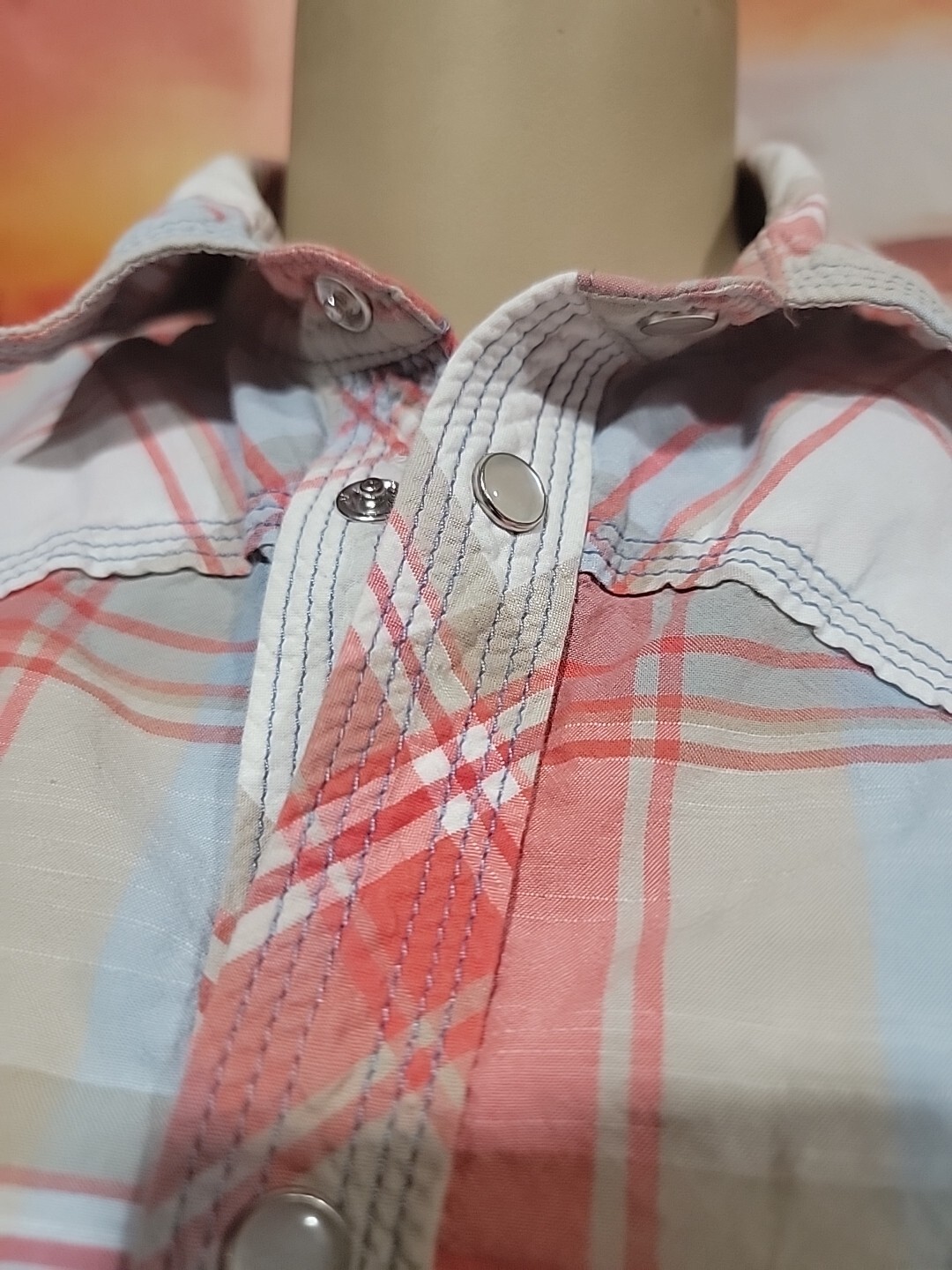 True Religion Western Pearl Snap Button Down LS Size M Women's Plaid Shirt #C thumbnail 5