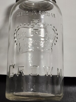Antique 1935 CROWN IMPERIAL Glass Mason Jar w/ Zinc Lid Made in