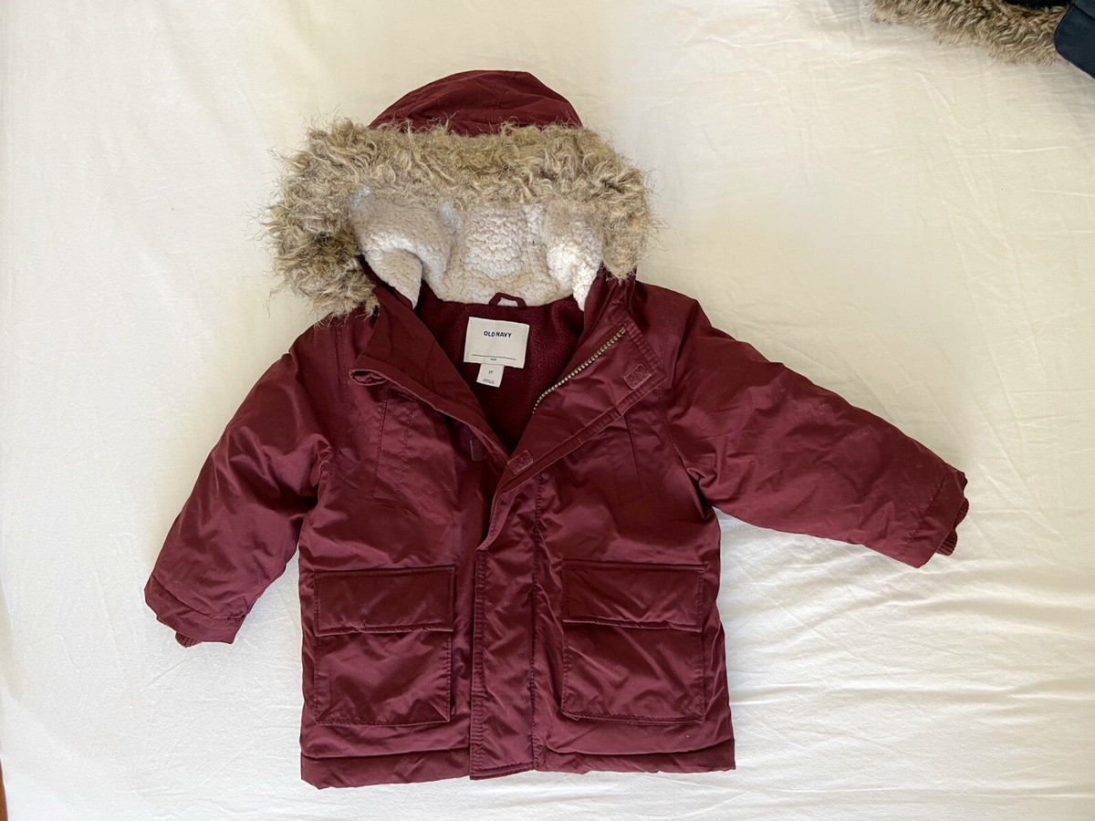 2T Old Navy Sherpa Hooded Puffer snow Jacket/Coat Toddler Girls