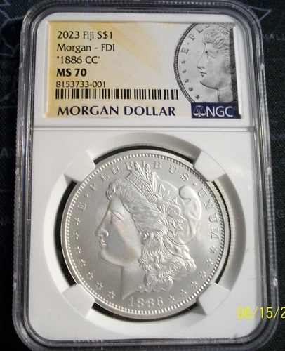 1886  CC MORGAN SILVER DOLLAR NGC MS 70 FIRST DAY Morgan label 2023 FIJI mint
