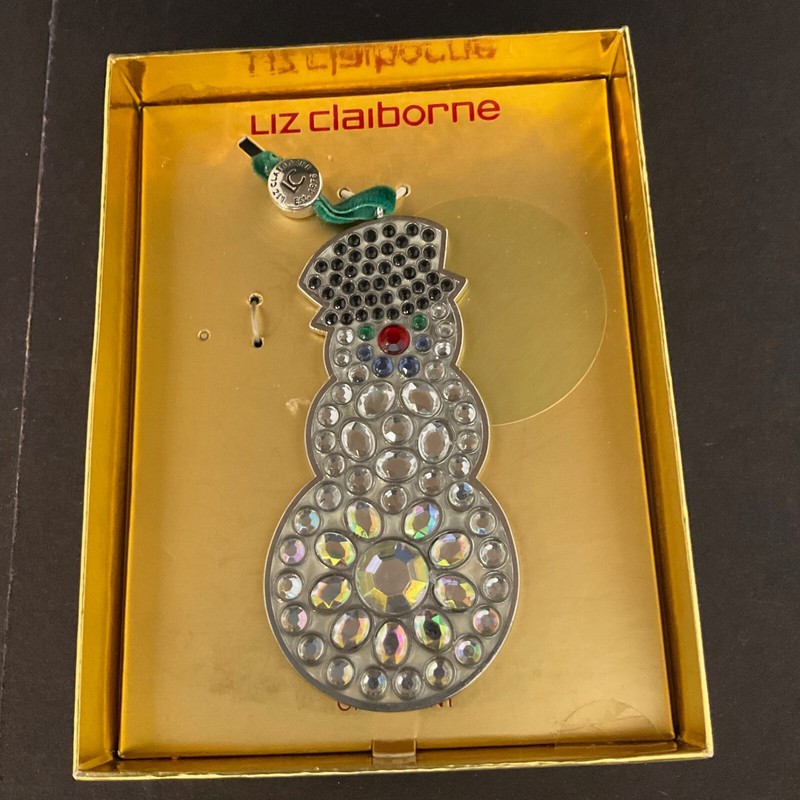 Liz Claiborne Sparkling Crystal Snowman Ornament #11411