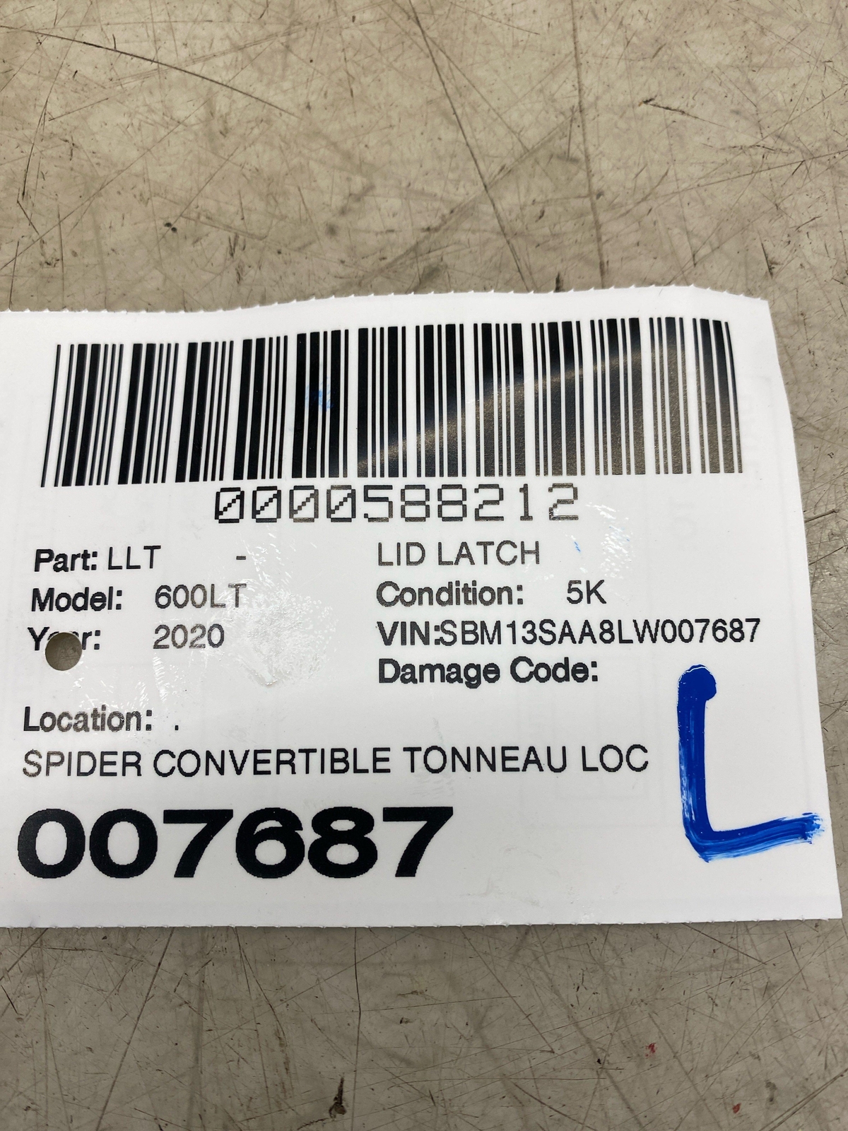 2018-2019 MCLAREN 600LT SPIDER CONVERTIBLE TONNEAU LOCATOR LOCK SET 11A1655SP