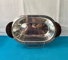 RARE ERCUIS Bread Fruit Basket Model NEUVILLE Silver Metal & Rosewood