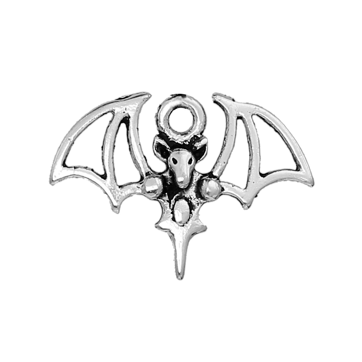 Halloween Bat Gothic Charms Pendants 10pc Antique Silver Tone 21mm x 15mm Animal