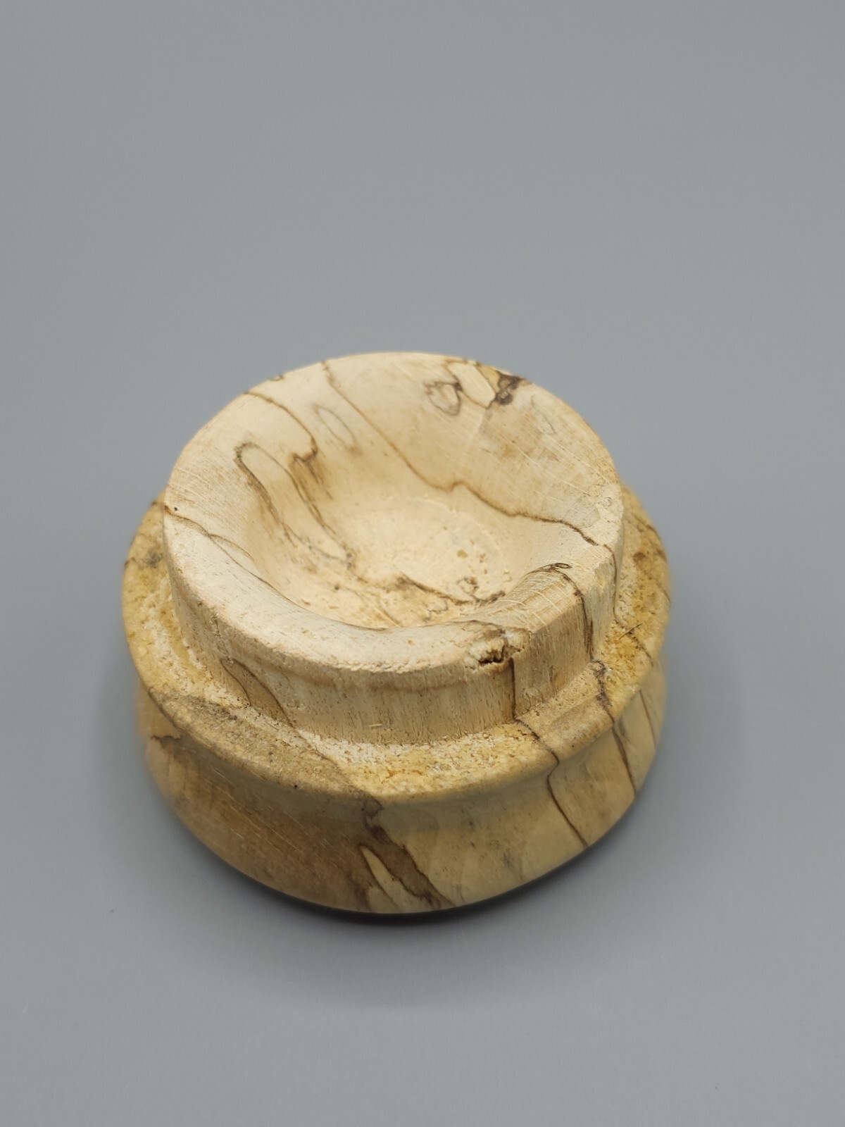 Wooden Container Jar W/Lid  Decorative Spiral Carved Two-Tone Design Apprx 7.5"H