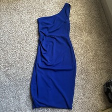 Windsor Royal Blue One-Shoulder Asymmetrical Midi Dress - Small