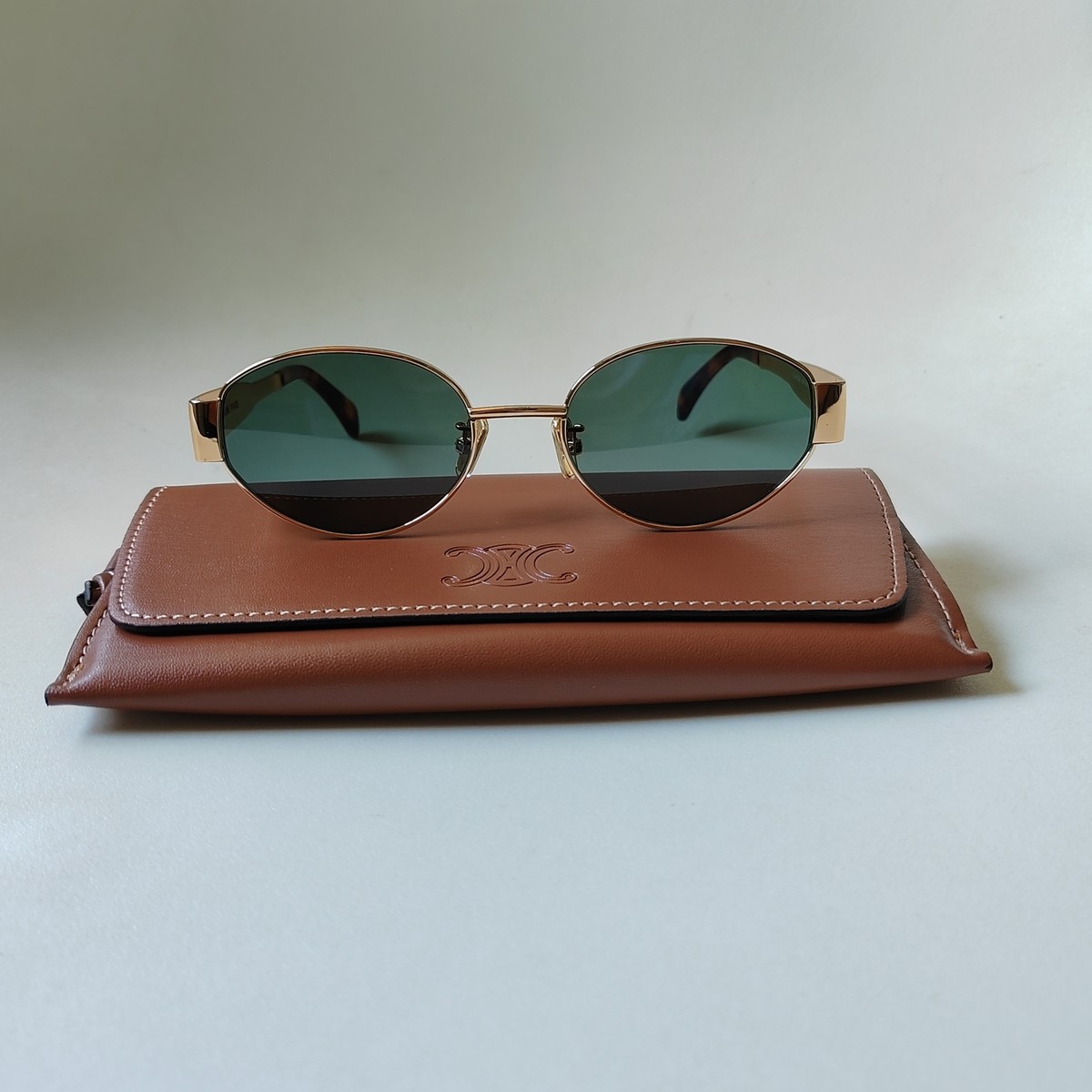 Celine CL40235U Gold Metal Frame Green Lenses Sunglasses | eBay