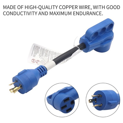 RV Generator Power Adapter 30A to 50A for Camper Charging Cord Power Adapter 10A - Zdjęcie 2 z 8