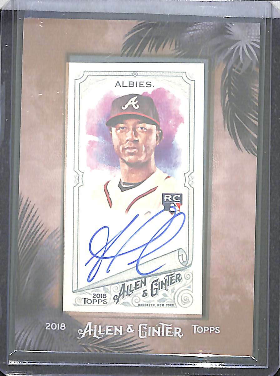 Ozzie Albies #MA-OA Baseball Cards 2018 Topps Allen & Ginter Framed Mini Autographs trading card — raw and PSA graded price guide