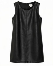 J Crew Faux Leather Shift Dress Womens Size 8 Sleeveless Lined Minimalist Chic