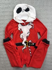 Disney Jack Skellington One Piece Pajamas Boys Youth Small 6/7 Fleece Hooded