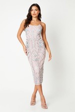 Coast Bodycon Midi Dress UK14 in Pink RRP £179