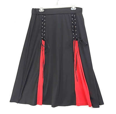 Gothic Lace Up A Line Skirt Godet Elastic Waisted Midi Skirt Ladies 2X