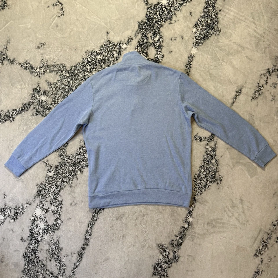 U.S. Polo Assn Sweater Mens Size XL Blue Cotton Blend Mock Neck 1/4 Zip Logo - Image 2 of 4