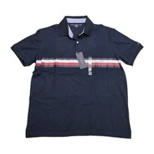 NWT Tommy Hilfiger Polo Shirt Men s Large Blue Colorblock Logo Pique