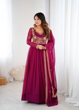 Designer Anarkali Gown Wedding Party Wear Long Drees Womens Ready To Wear Outfit