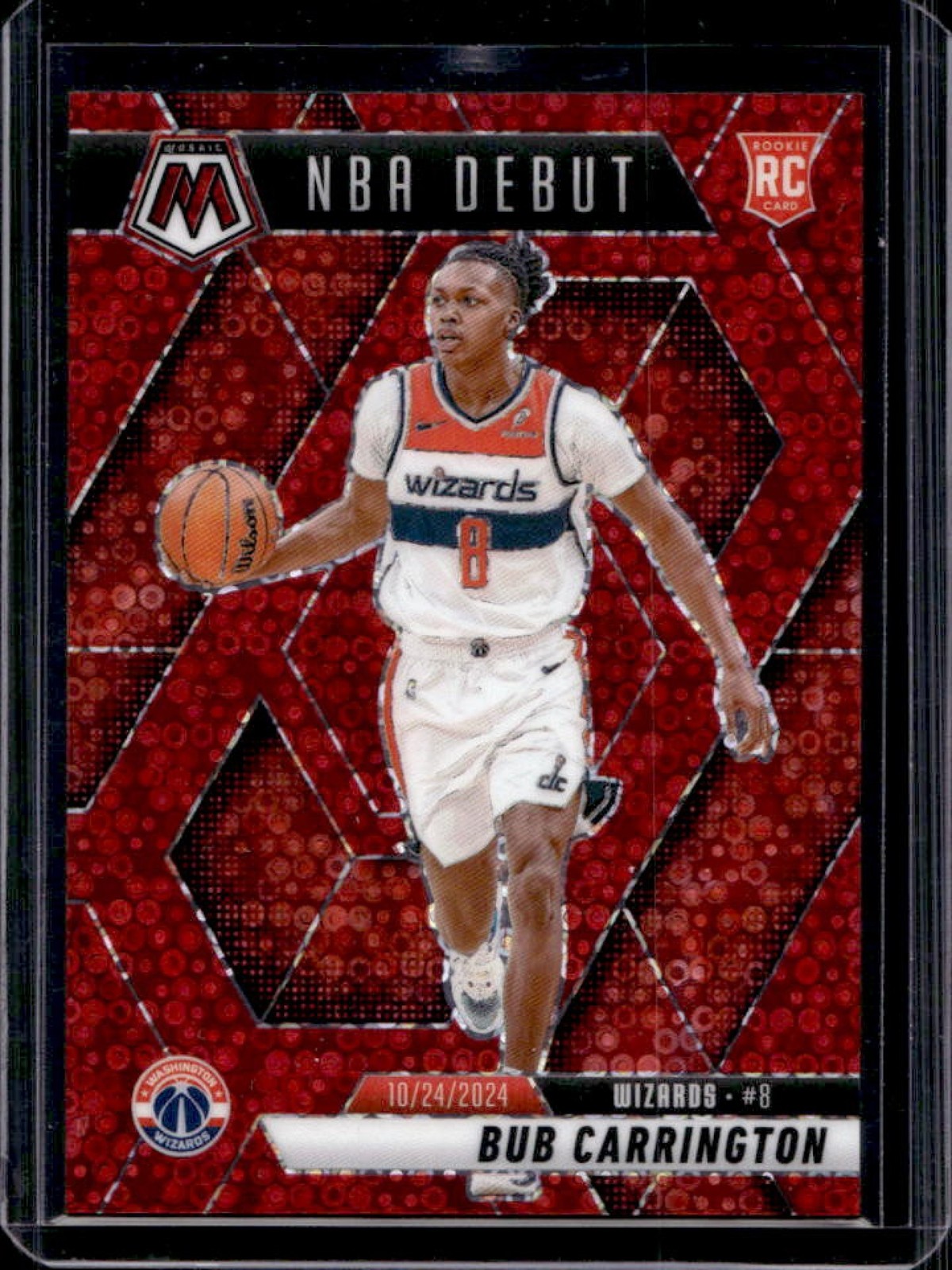 2024-25 Mosaic Bub Carrington RC Fast Break Red NBA Debut #2/99 Wizards
