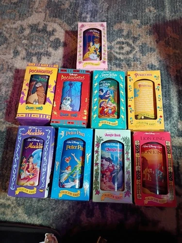 Vintage 1994 Walt Disney Coca Cola Collector Glass Cups Lion King Dumbo Etc