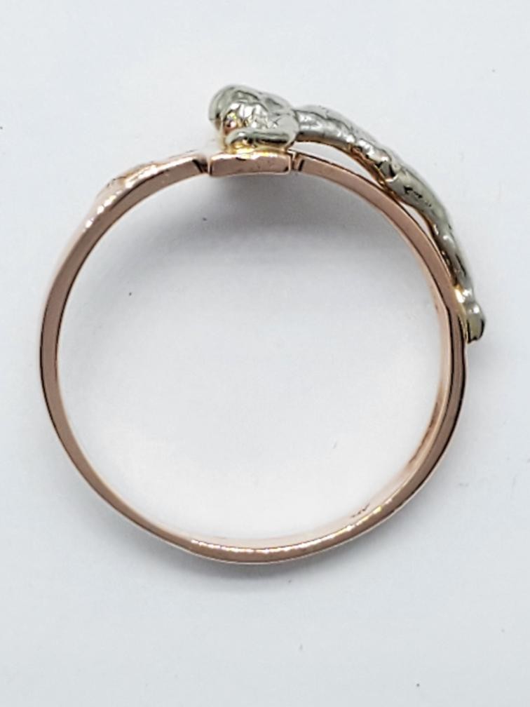 Diamond Solitaire Crucifix Ring Solid 10K Two Ton… - image 5