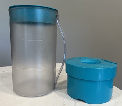 Mr Coffee Iced Tea Maker TM1 2 Quart Pitcher Teal Lid and Brew Basket Frosted