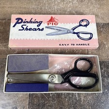 Vintage Pinking Shears Scissors Wavy Decorative Craft PIC Japan Heavy Metal