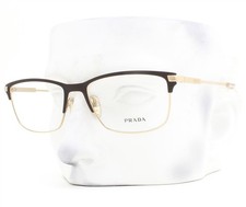 Prada Eyeglasses VPR 55Z 02Q-1O1 Glasses Matte Brown on Pale Gold 55mm with Case