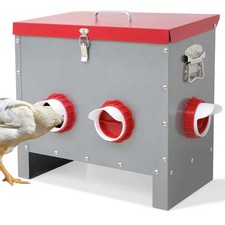 Automatic Chicken Feeder40LB Metal Poultry Feeder No Waste with 6 Feeding Por...