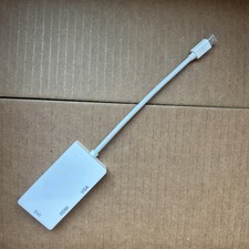 White Thunderbolt Mini Display Port DP To HDMI DVI VGA Adapter Laptop Desktop 4K