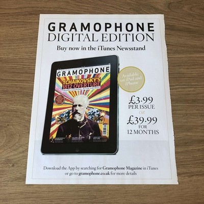 GRAM63 MAGAZINWERBUNG 11X8 GRAMMOPHON DIGITALE AUSGABE AUF ITUNES