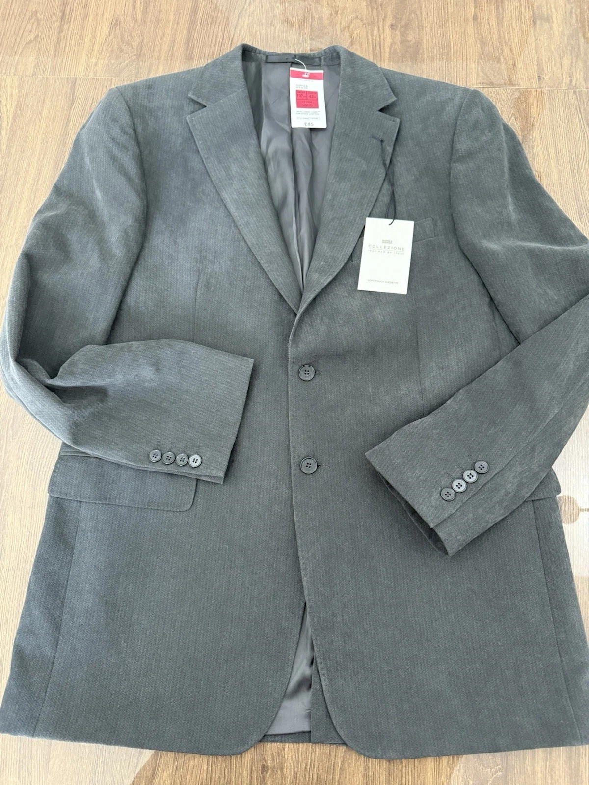M&S Collezione Soft Touch Suedette Men’s Blazers grey Size 42in
