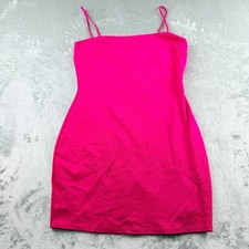 Lulus Hot Pink Bodycon Mini Dress Women's Large Spaghetti Strap Square Neck