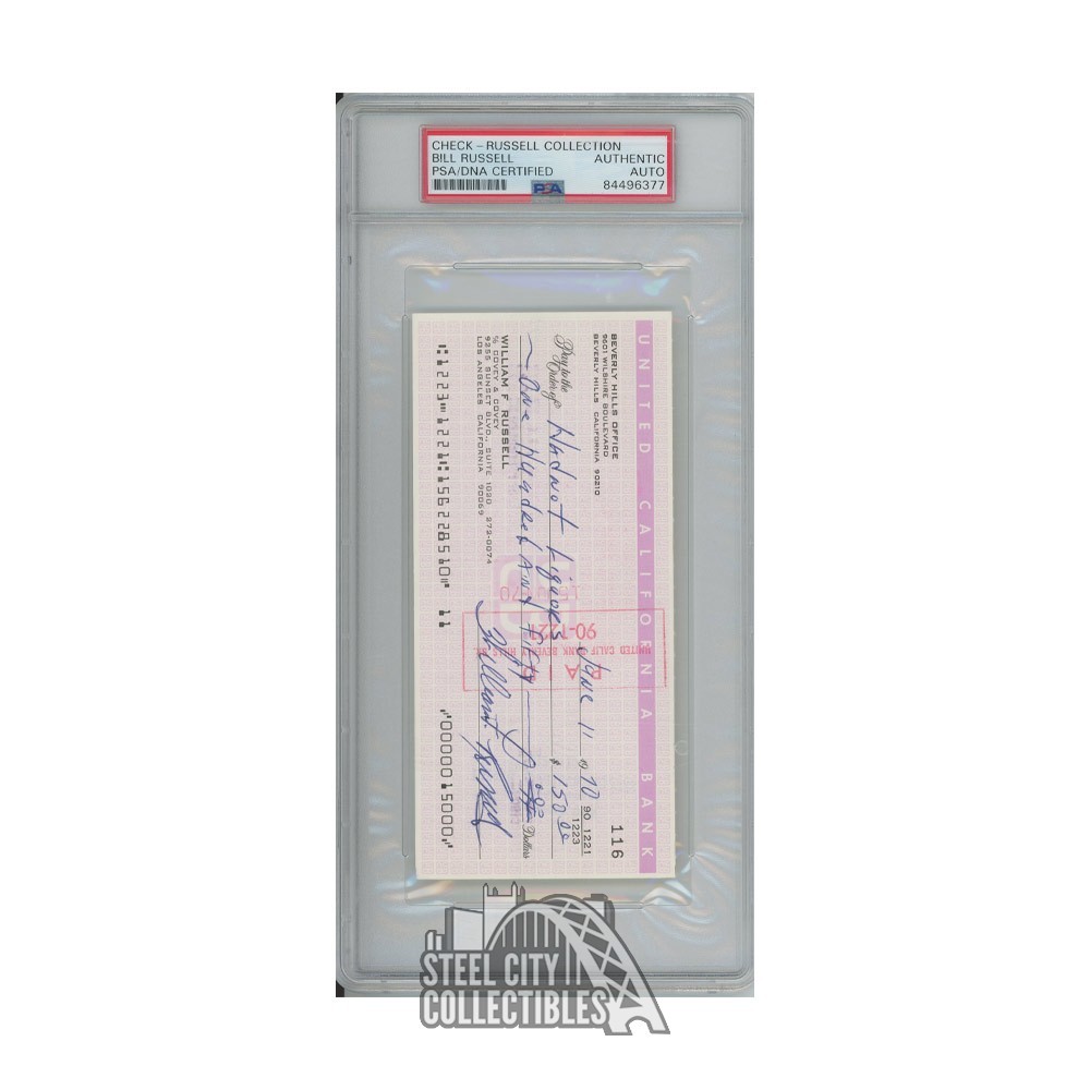Bill Russell Autographed Signed Boston 6/11/70 Check Encapsulated- PSA/DNA 84496377 