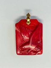 Vintage Adler Anhänger aus dunkelroter Koralle, geschnitzter Vogelanhänger 3x2cm