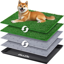 Dog Grass Pad with Tray 41x27 Portable Litter Box 2 Artificial Grass 2 Reusable