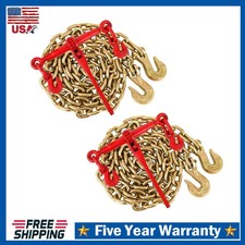 2pcs Ratchet Load Binders, 3/8"-1/2" Chains and Binders Kit ,3/8" 10 FT Chains