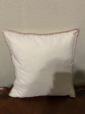 Ralph Lauren Red Stitched Beige Throw Pillow Cover 16 x 16" Cotton India