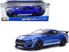 1/18 2020 Ford Mustang Shelby GT500 Blue Metallic with White Stripes "Special