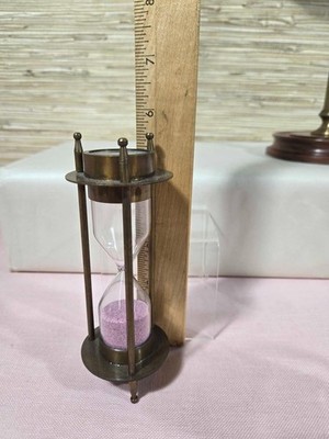 Vintage Estate Fresh 5'' Brass Sand Egg Timer Hourglass with  Two Compass