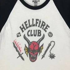Netflix Hellfire Club Stranger Things Raglan T Shirt Graphic Tee Men Large