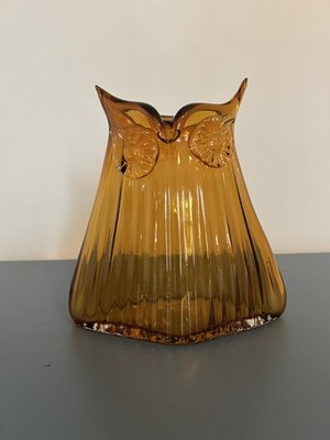 Magpie Handmade Amber Vern Owl Vase MCM Style The Modern Home 9'' High