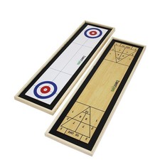 Yard Games Curling and Shuffleboard 2 in 1 Table Top Game with 8 Rolling Discs