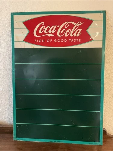 Vintage Original 1959 Coca Cola Tin Metal Menu Chalk Board Sign Coke Soda Pop